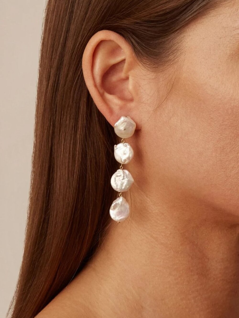 Chan Luu Four Tiered White Keshi Pearl Earrings